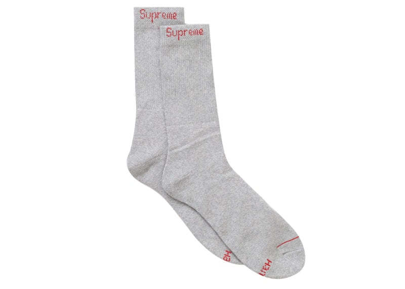 Supreme Hanes Crew Socks (4 Pack) Heather Grey