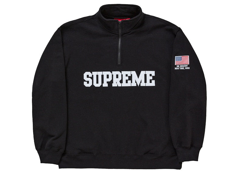 Supreme Shop Flag Half Zip Pullover Black